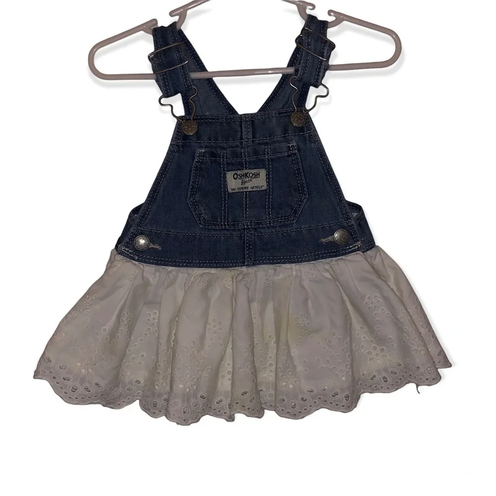 Oshkosh B'Gosh Denim Overall Dress with Eyelet Lace Skirt